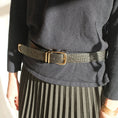 Load image into Gallery viewer, Belt - Gold Buckle Double Keeper Black Croc
