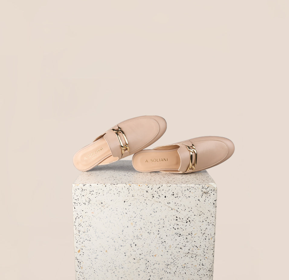 Alba Chain Beige Nude Slides