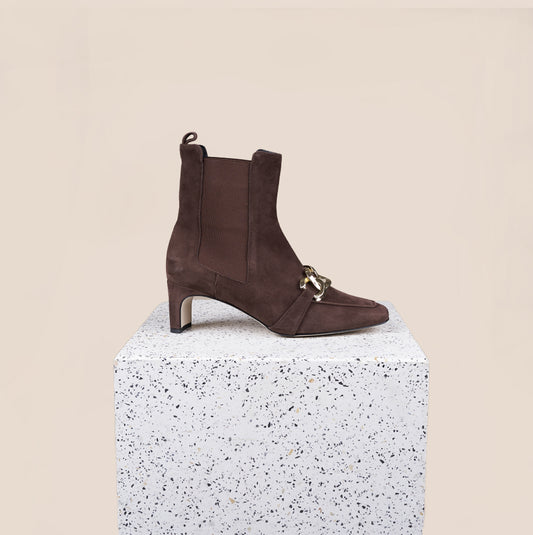 Alice Chocolate suede booties