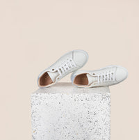 Italian Leather Amalfi Sneaker in Great White/Crystal | A. Soliani