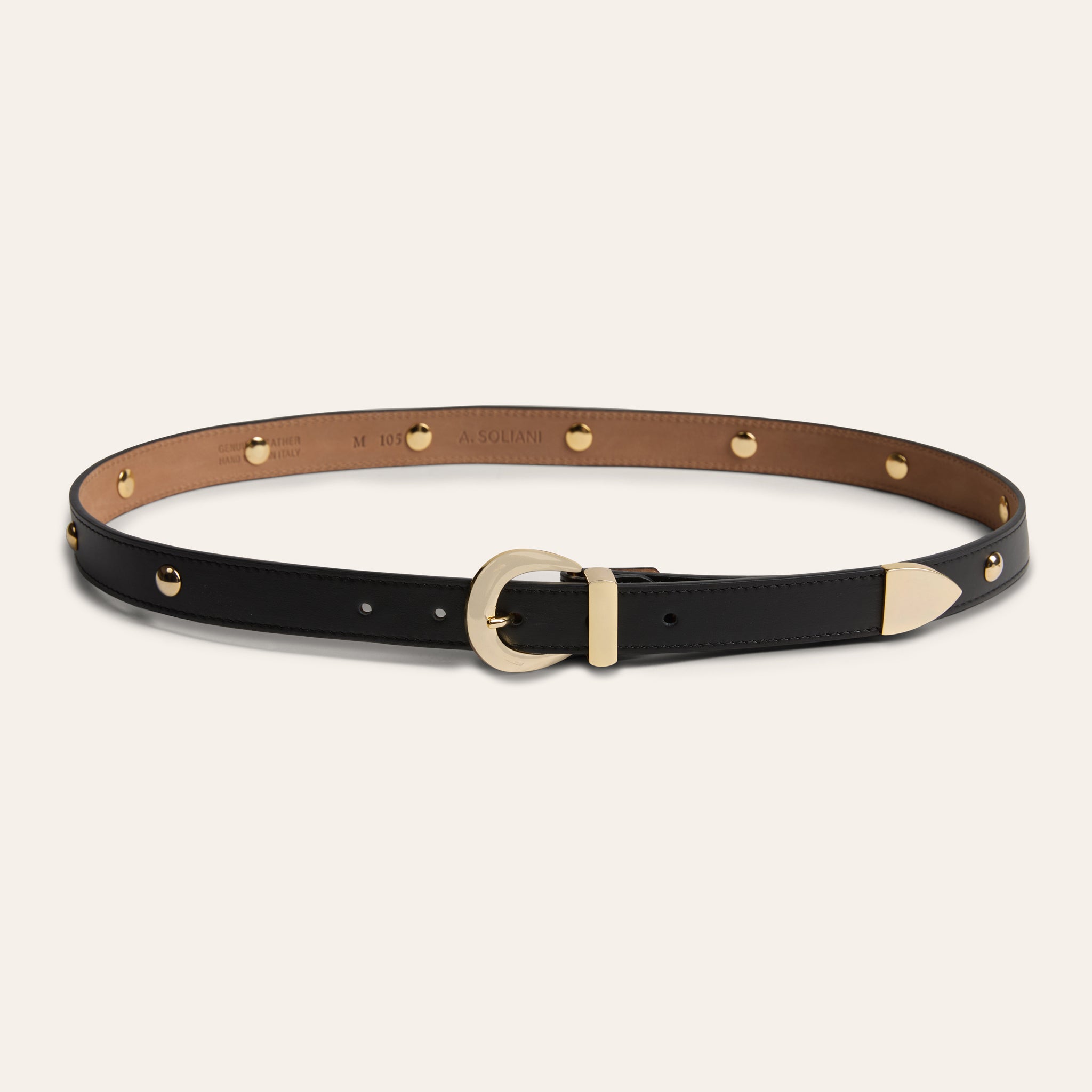 Belt - Gold Buckle Studded Black