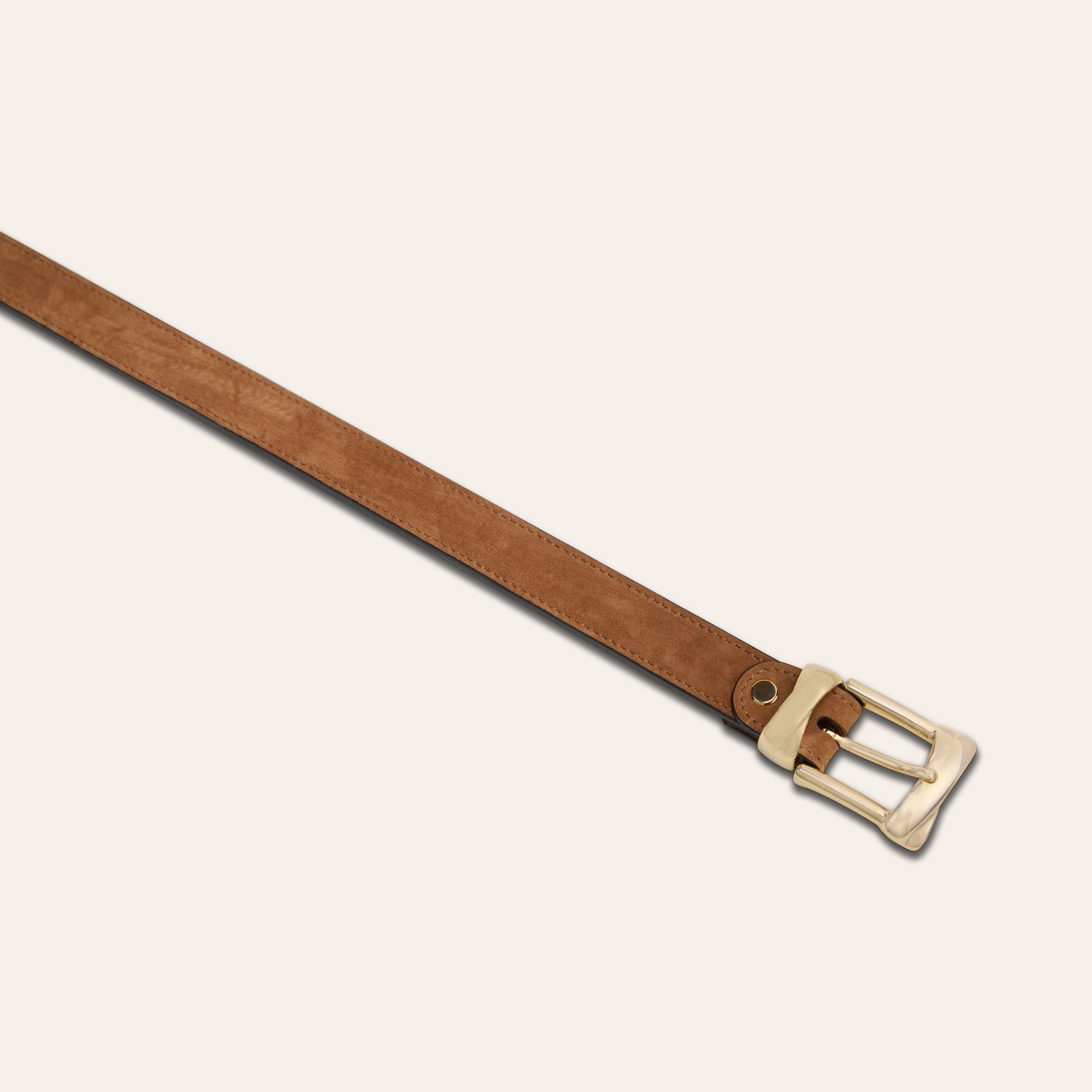Belt - Gold Buckle Twist Amaretto Suede