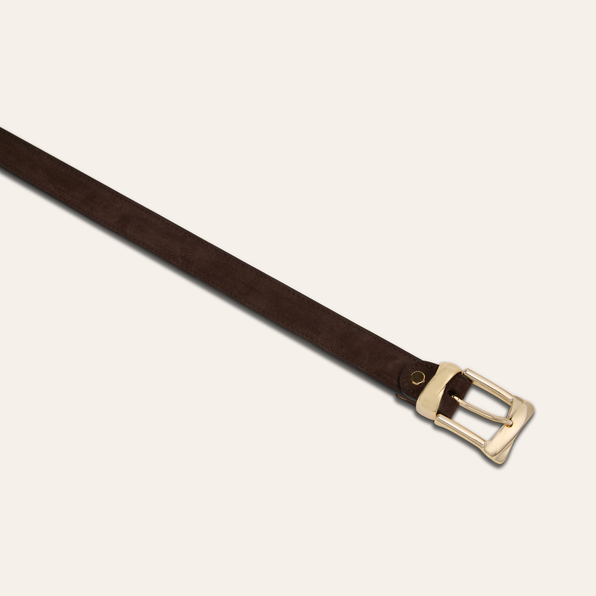 Belt -  Gold Buckle Twist Chocolate Suede