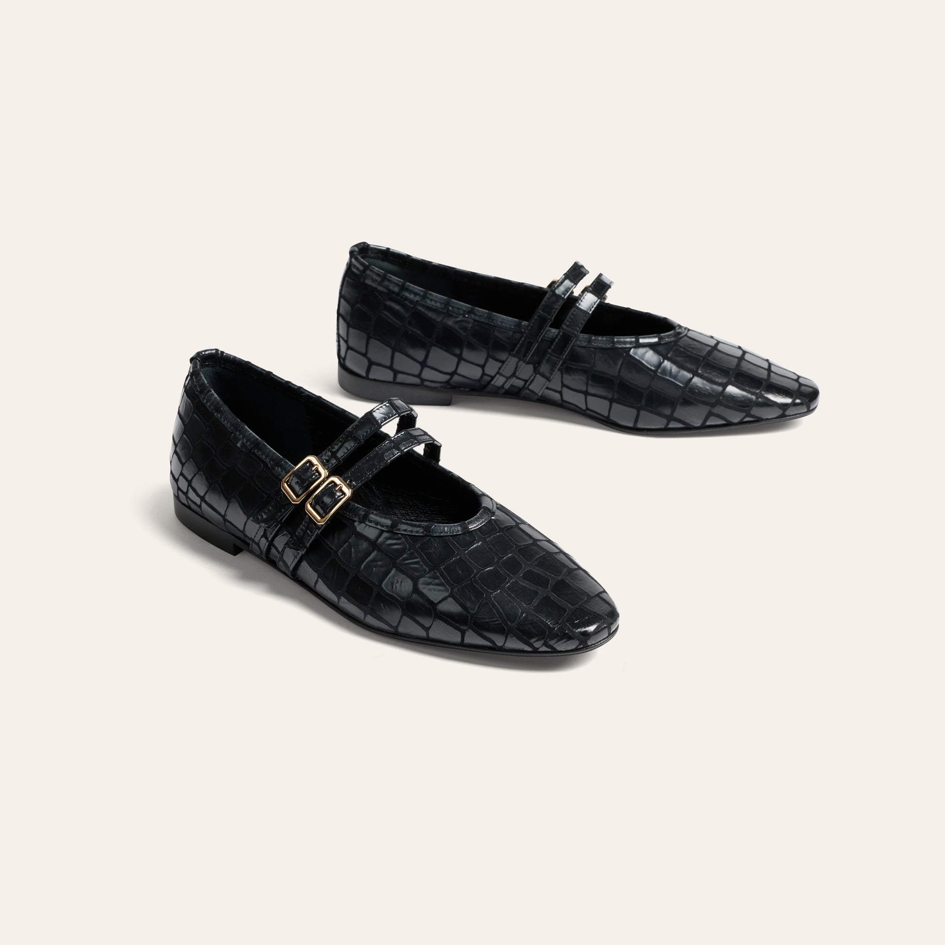 Cori 2 Buckle - Black Croc