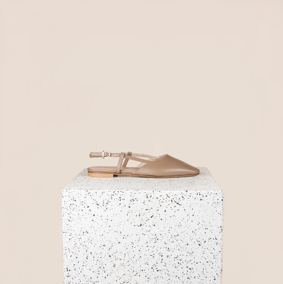 Taupe Leather Ballet Flats 
