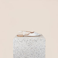Capri Leather Slingback In Ivory/ Forest Flowers Side