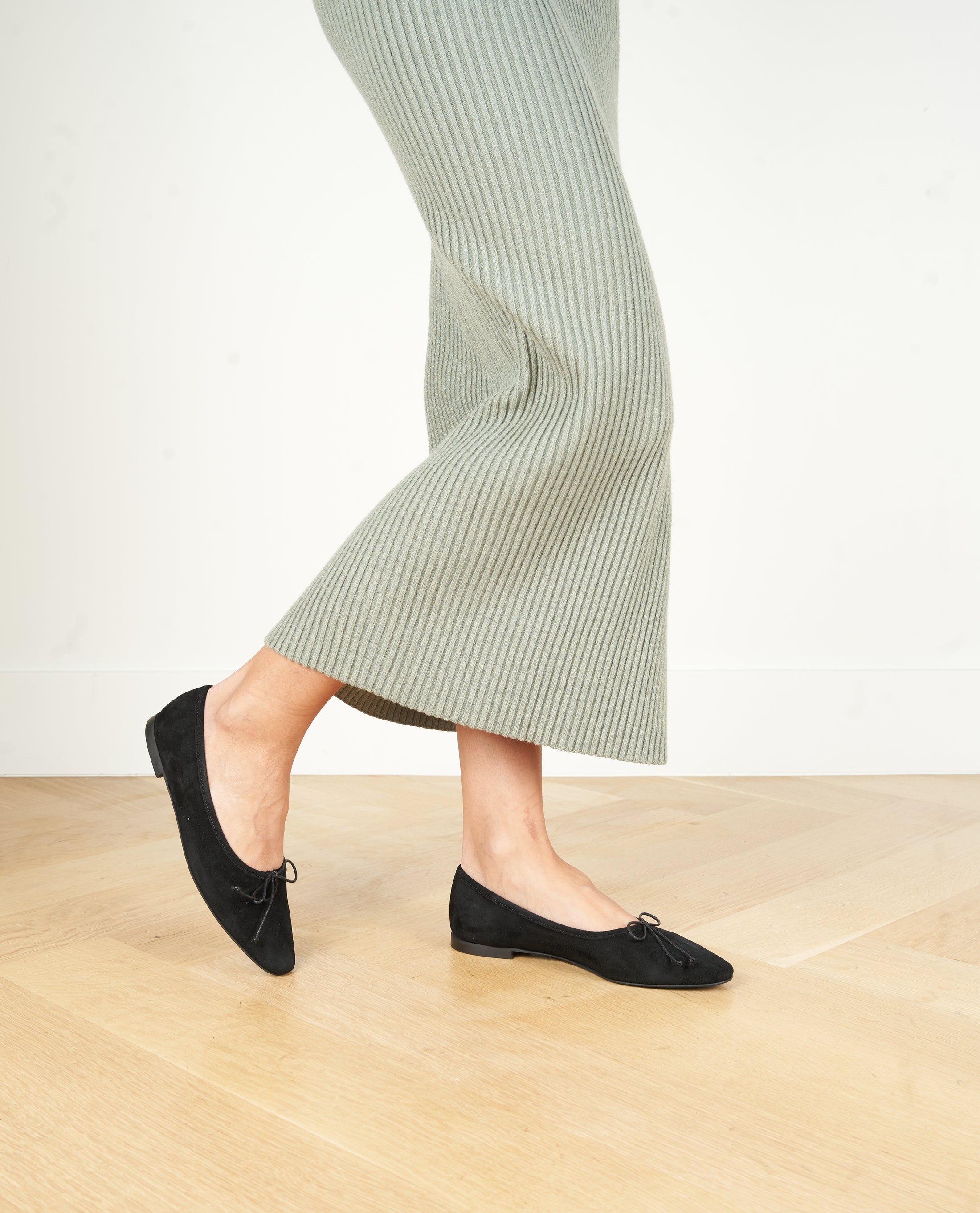 Black Suede Ballet Flats | A. Soliani