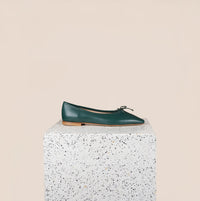 Como Italian Leather Ballet Flats in Forest Leather Side