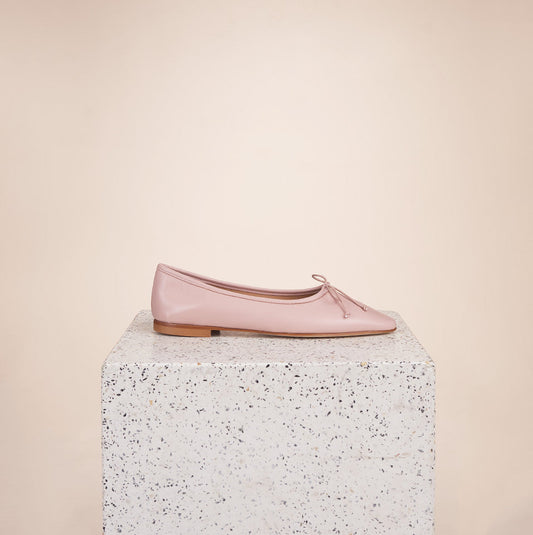 The Como - Italian Leather Ballet Flat in Blush