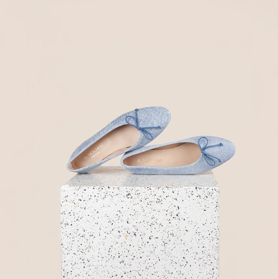 Como Ballet Flat in printed Denim suede