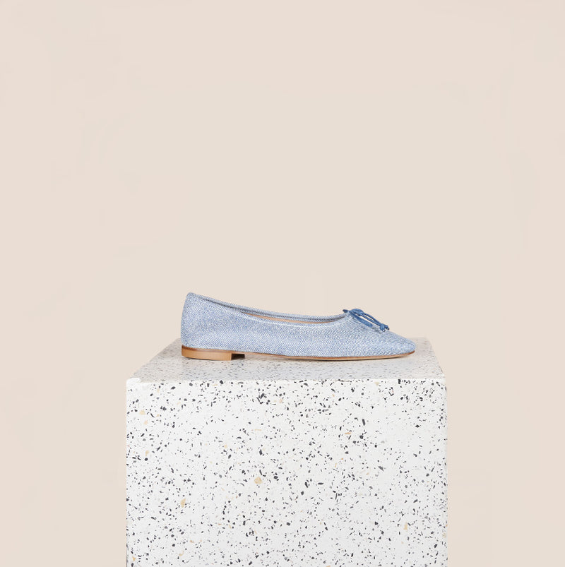 Como Ballet Flat in printed Denim leather suede