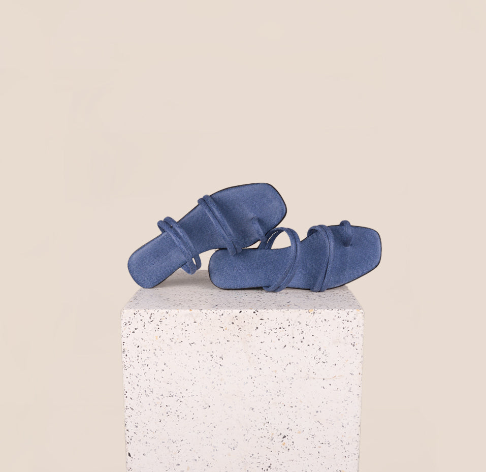 Cortina Denim Leather Sandals