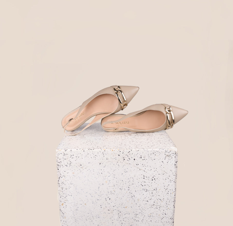 Nude Leather Flats for women
