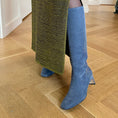 Load image into Gallery viewer, Denim Tall Boots on model
