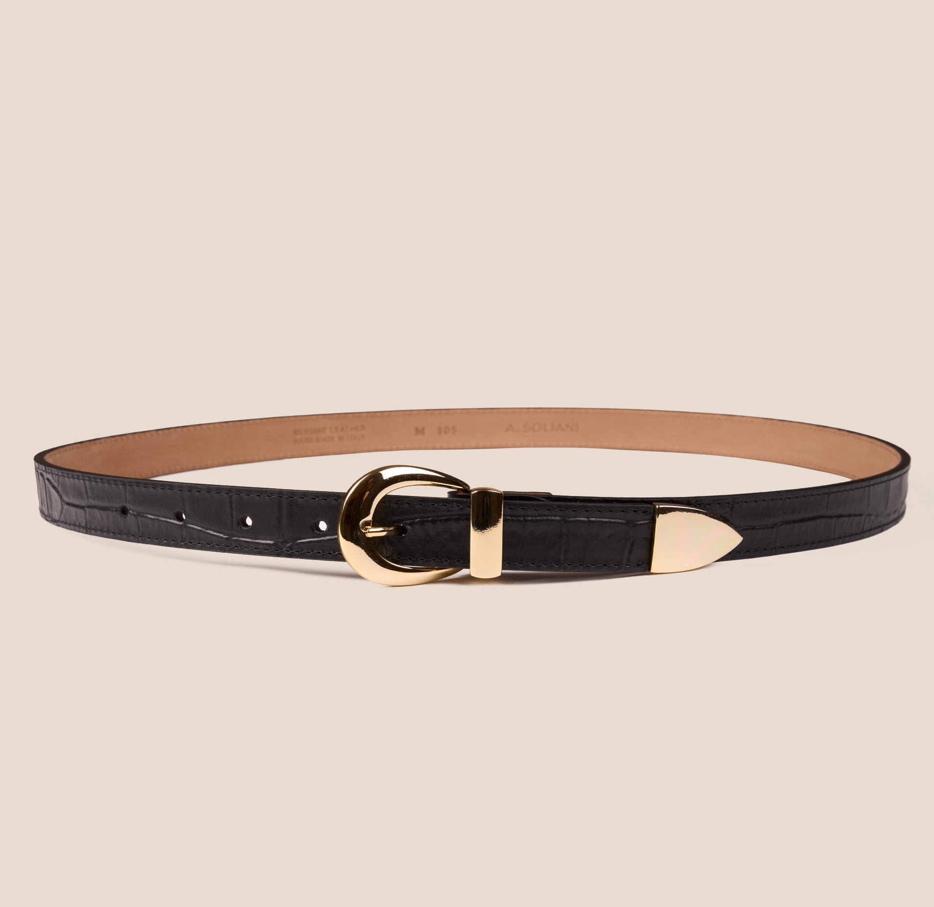Belt - Gold Buckle Black Croc