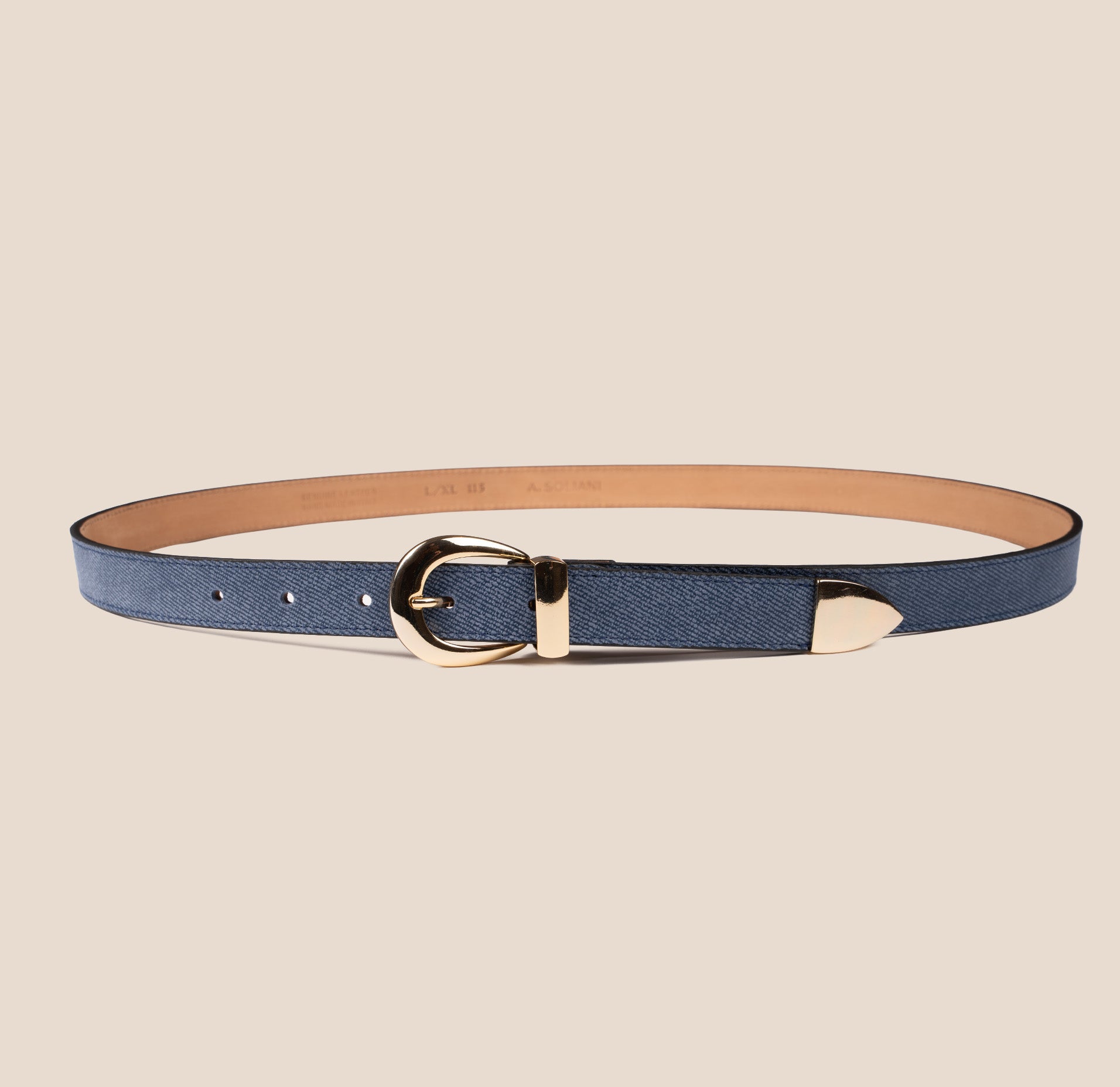 Belt - Gold Buckle Dark Denim