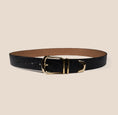 Load image into Gallery viewer, Belt - Gold Buckle Double Keeper  Black Croc
