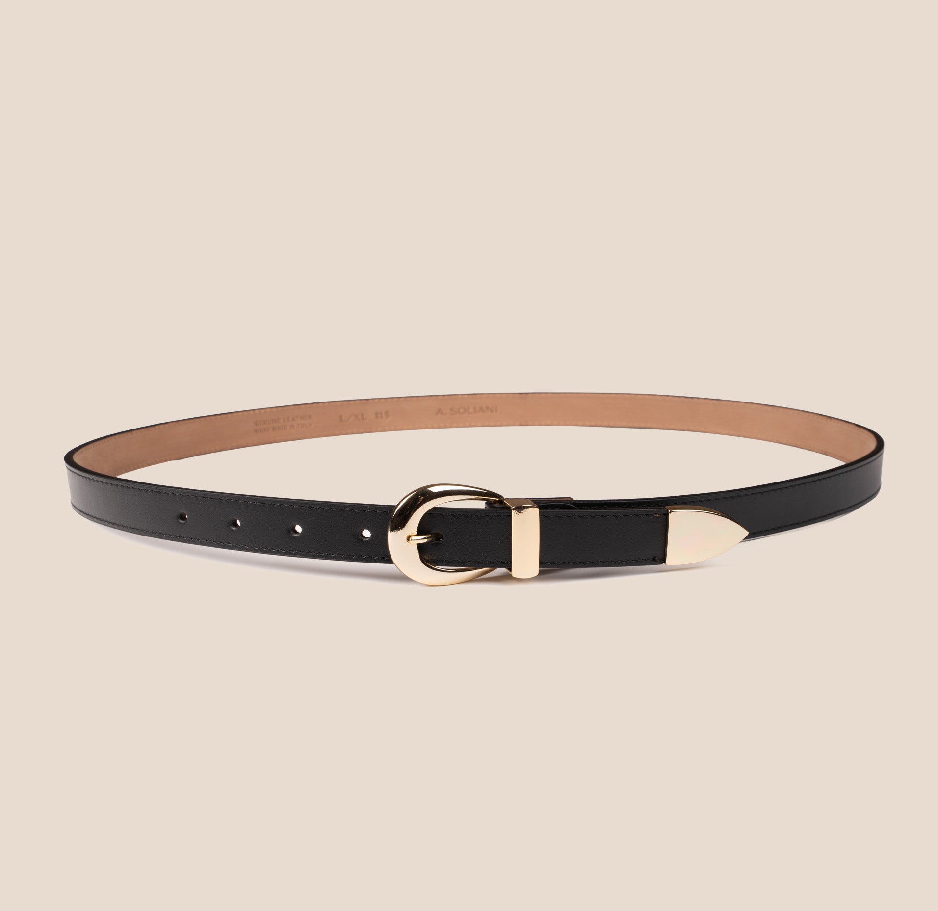 Belt - Gold Buckle Black Leather