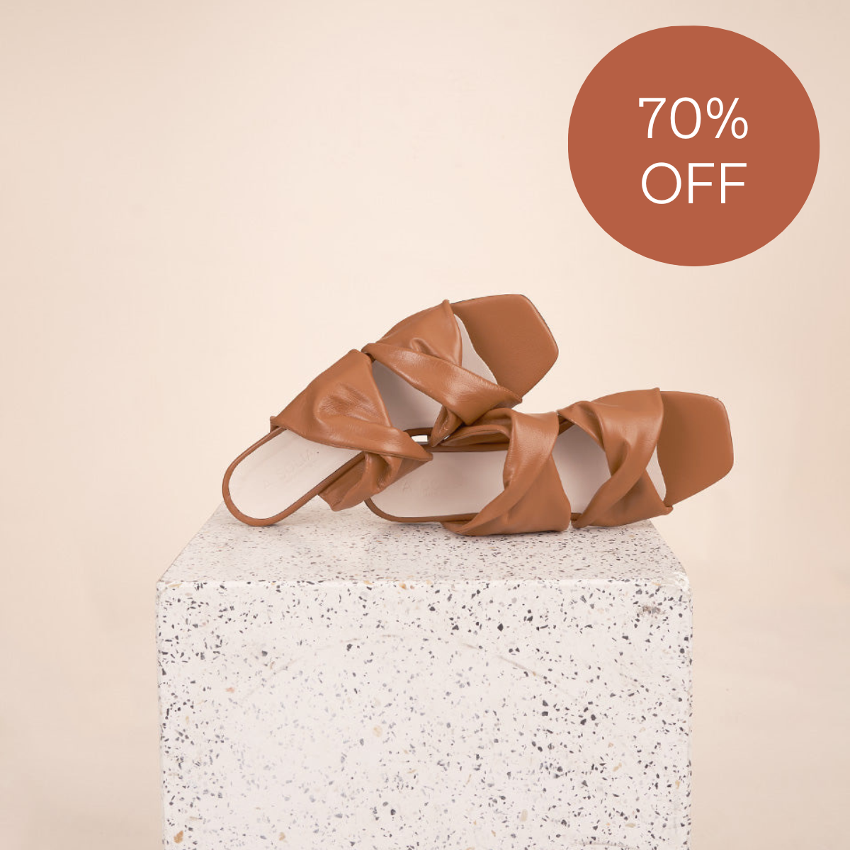 Lido - Caramel Nappa Sandals SAMPLE SALE- FINAL SALE