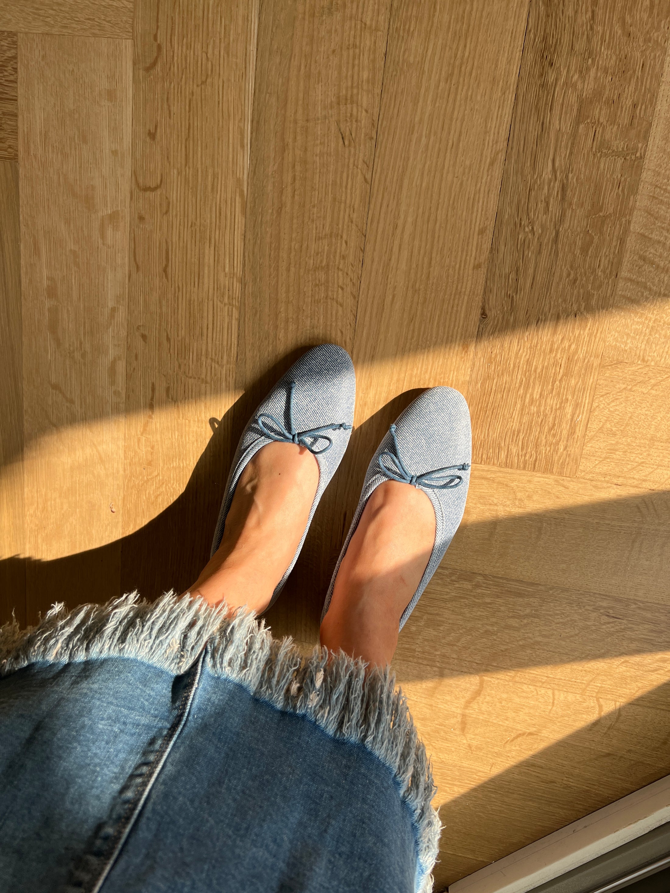 Como Ballet Flat Denim Printed Suede