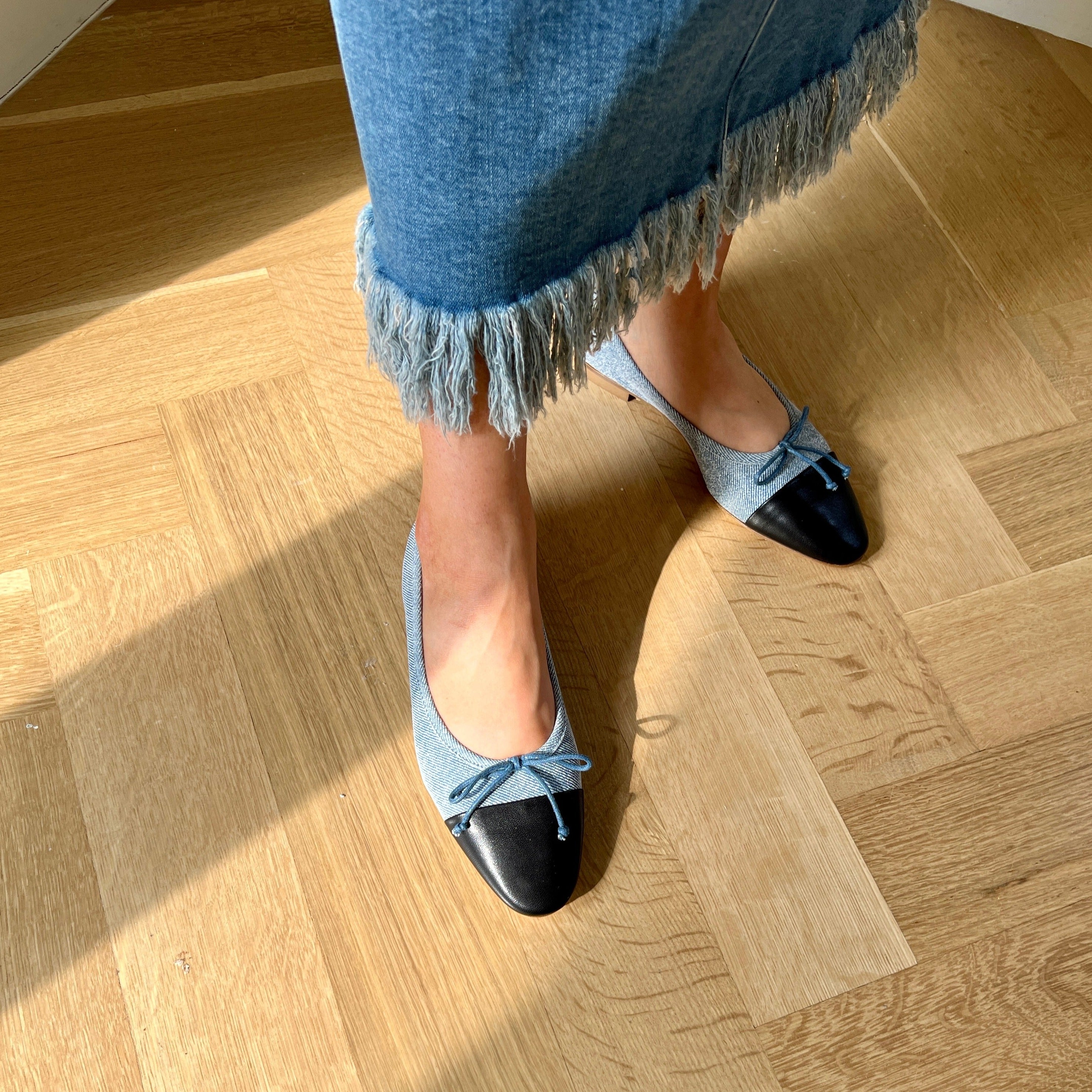 Chanel denim best sale ballet flats