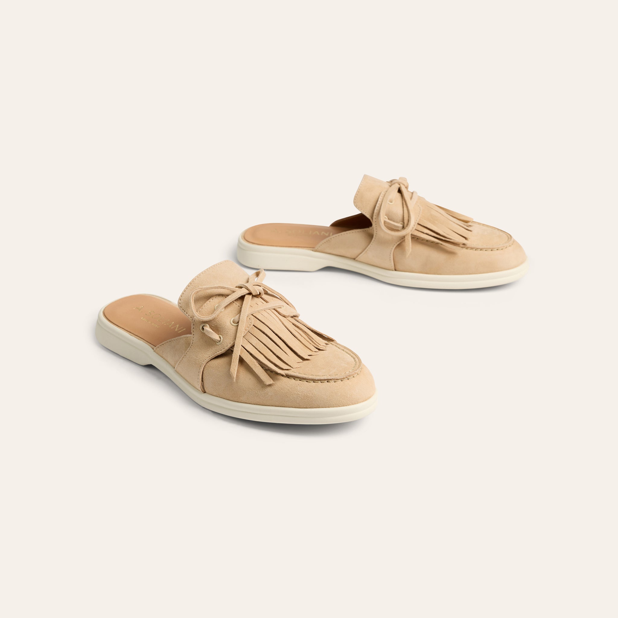 Lisa Slide Fringe - Sand Suede