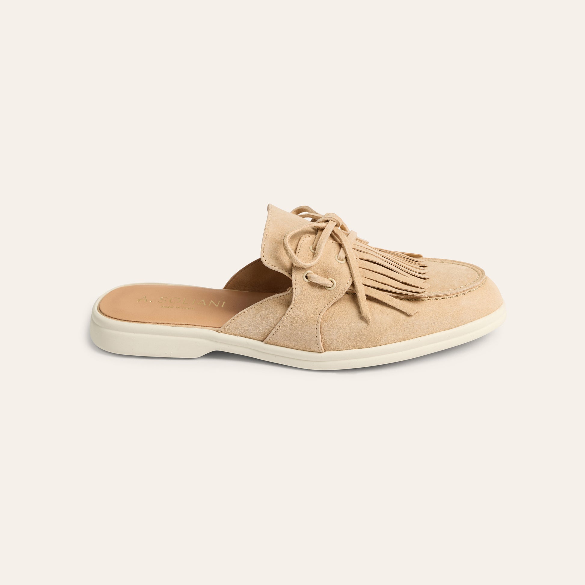 Lisa Slide Fringe - Sand Suede