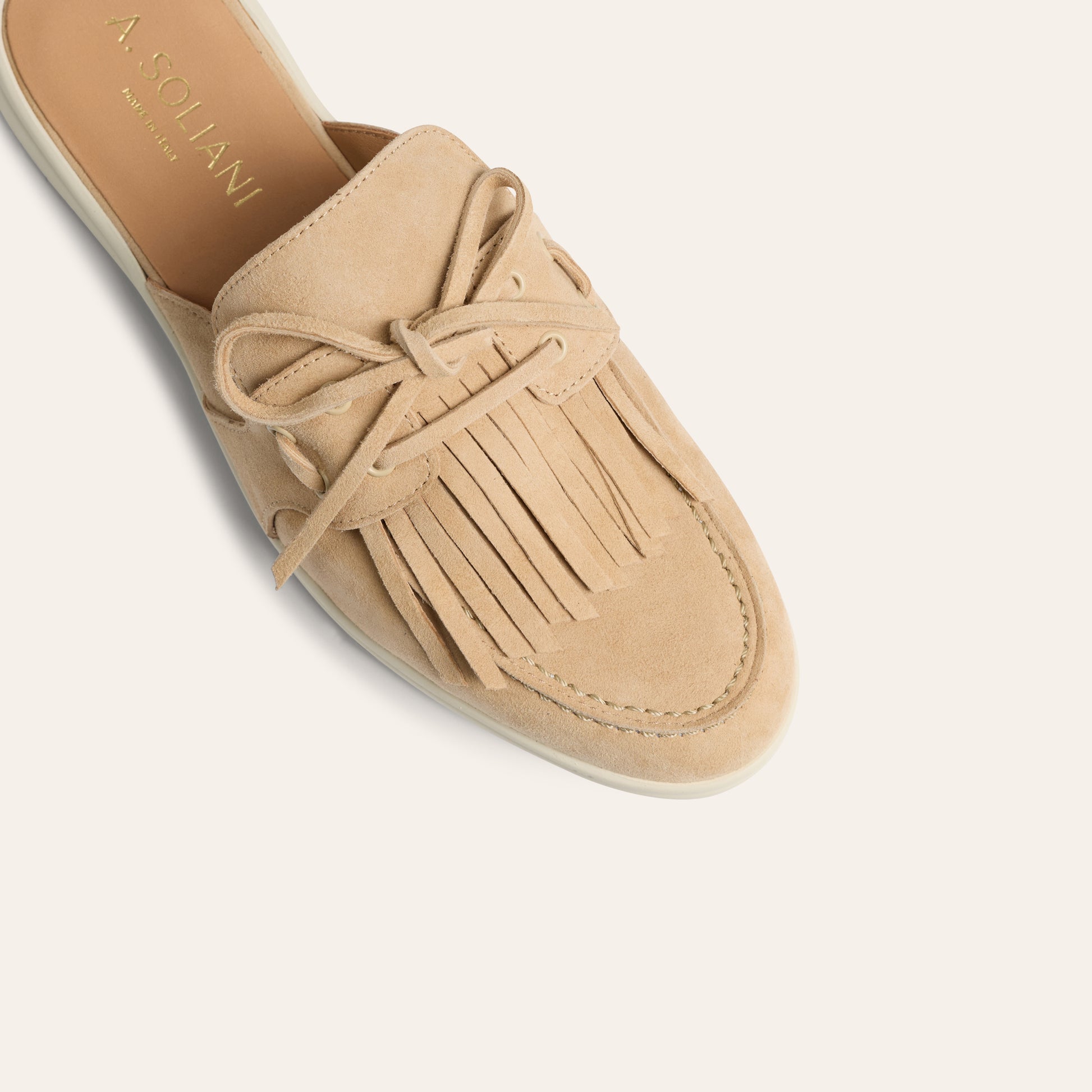 Lisa Slide Fringe - Sand Suede