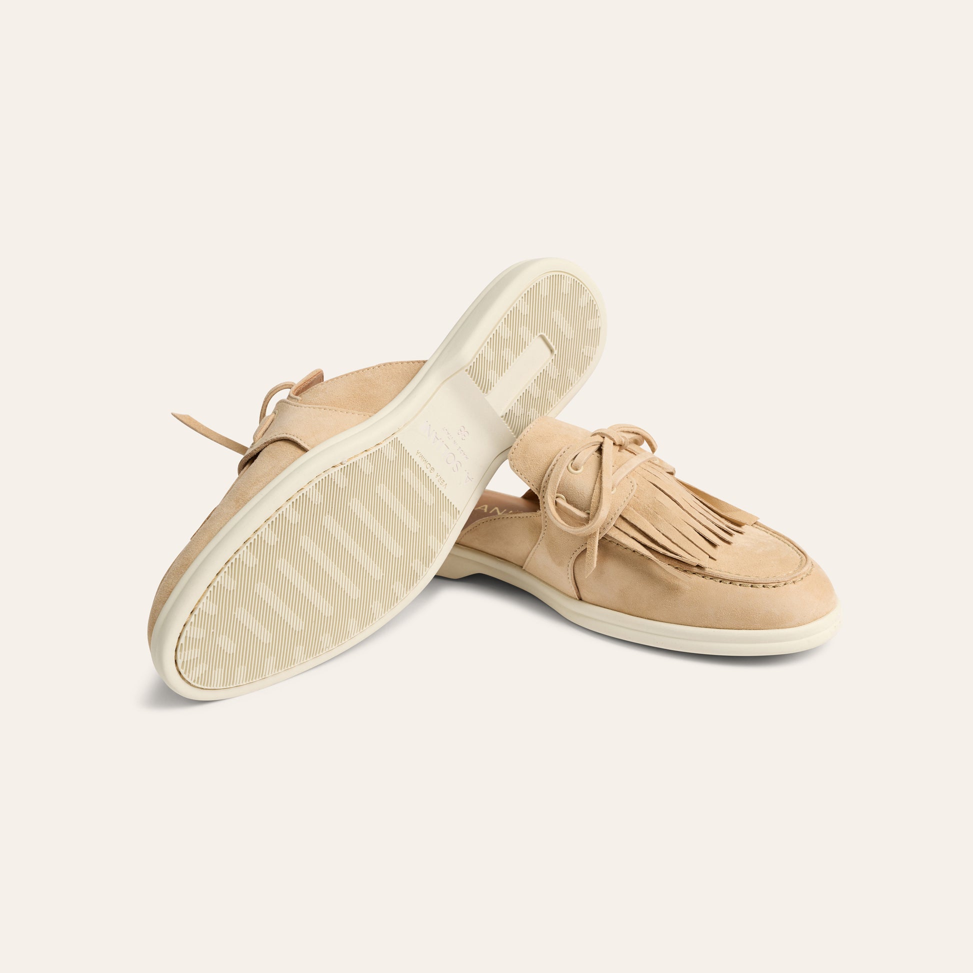 Lisa Slide Fringe - Sand Suede