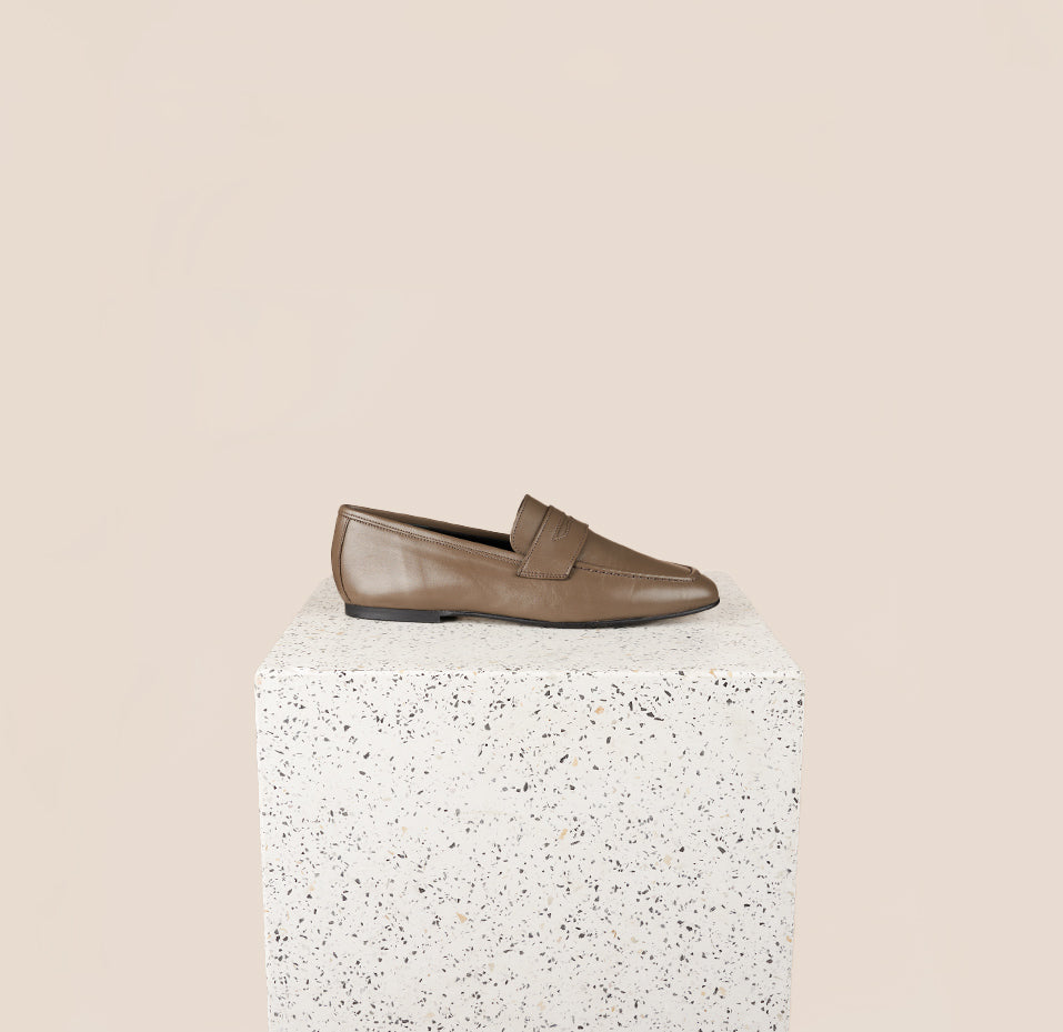 Lodi Dark Taupe Leather Loafers