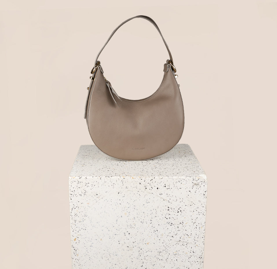 Luna Taupe Leather Shoulder Bag