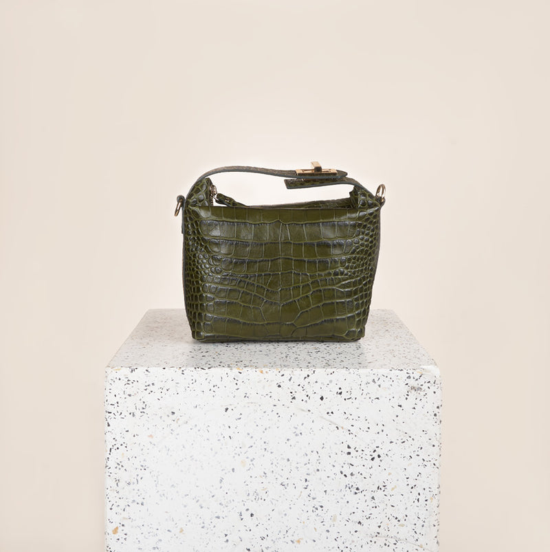 Luna - Everyday Bag Olive Croc