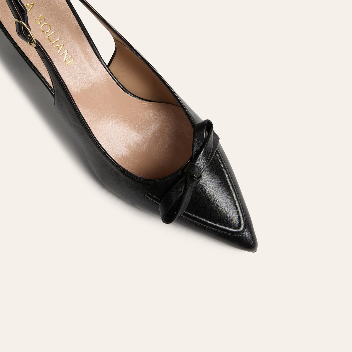 Pescara - Black Leather Kitten Heels