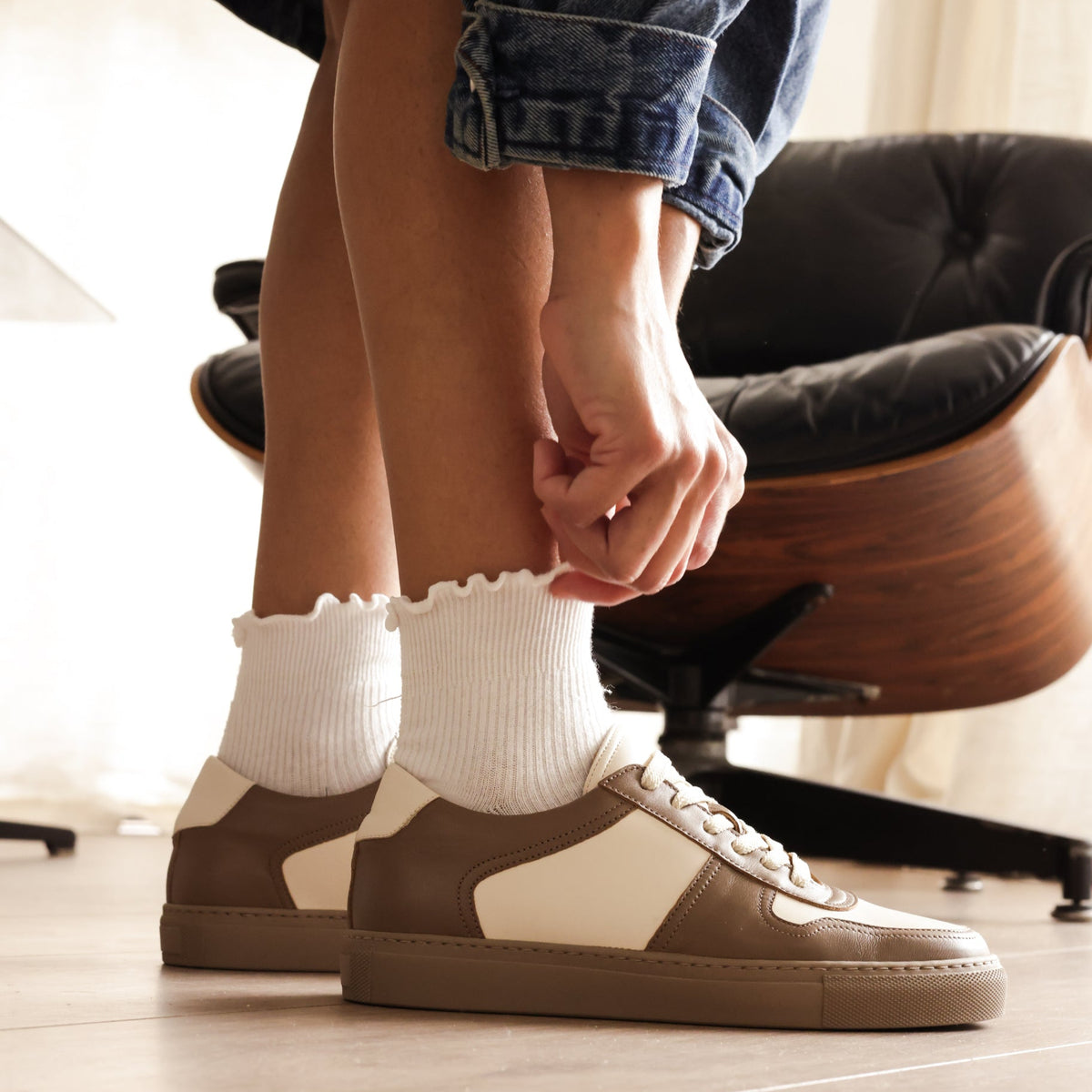 Palermo Sneaker - Taupe/White