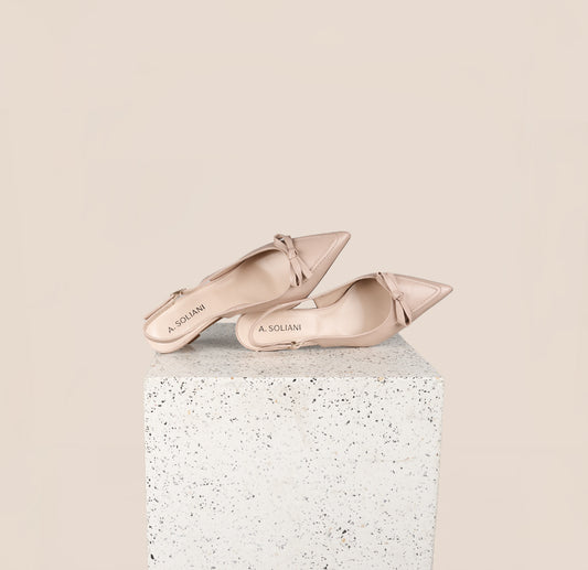 Pescara Beige Nude Kitten Pointed Toe Heels