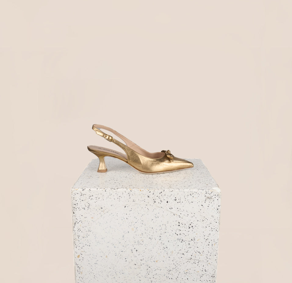 Pescara Gold Snake Kitten Heels for Women