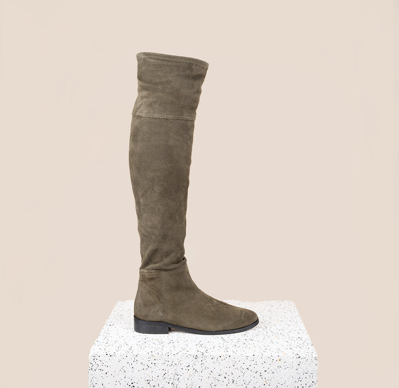 army green tall suede boots