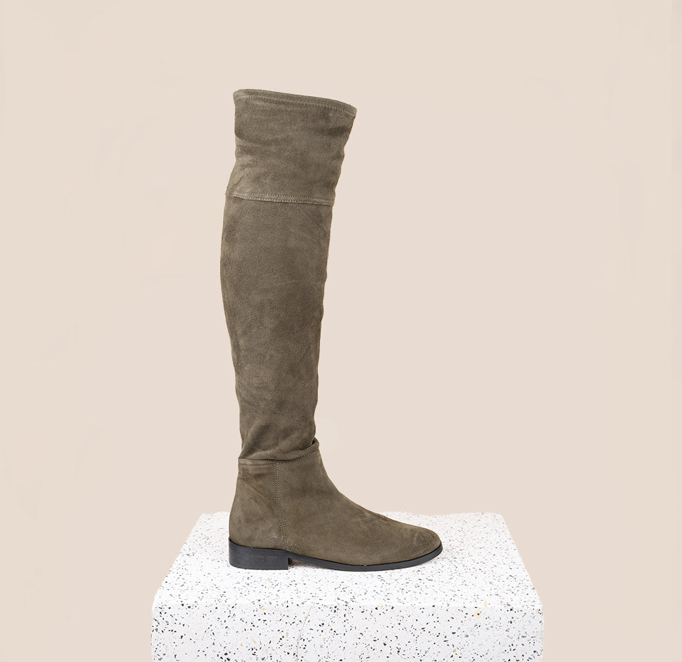 army green tall suede boots