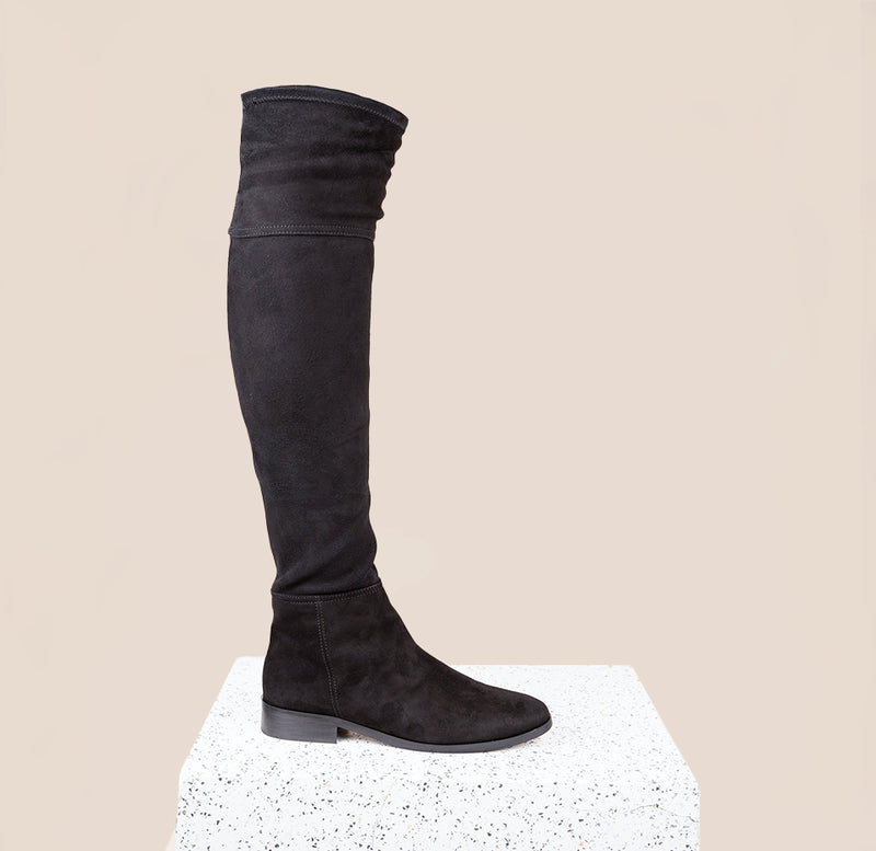 Black suede tall boots