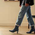 Load image into Gallery viewer, Denim Suede Boot Heels
