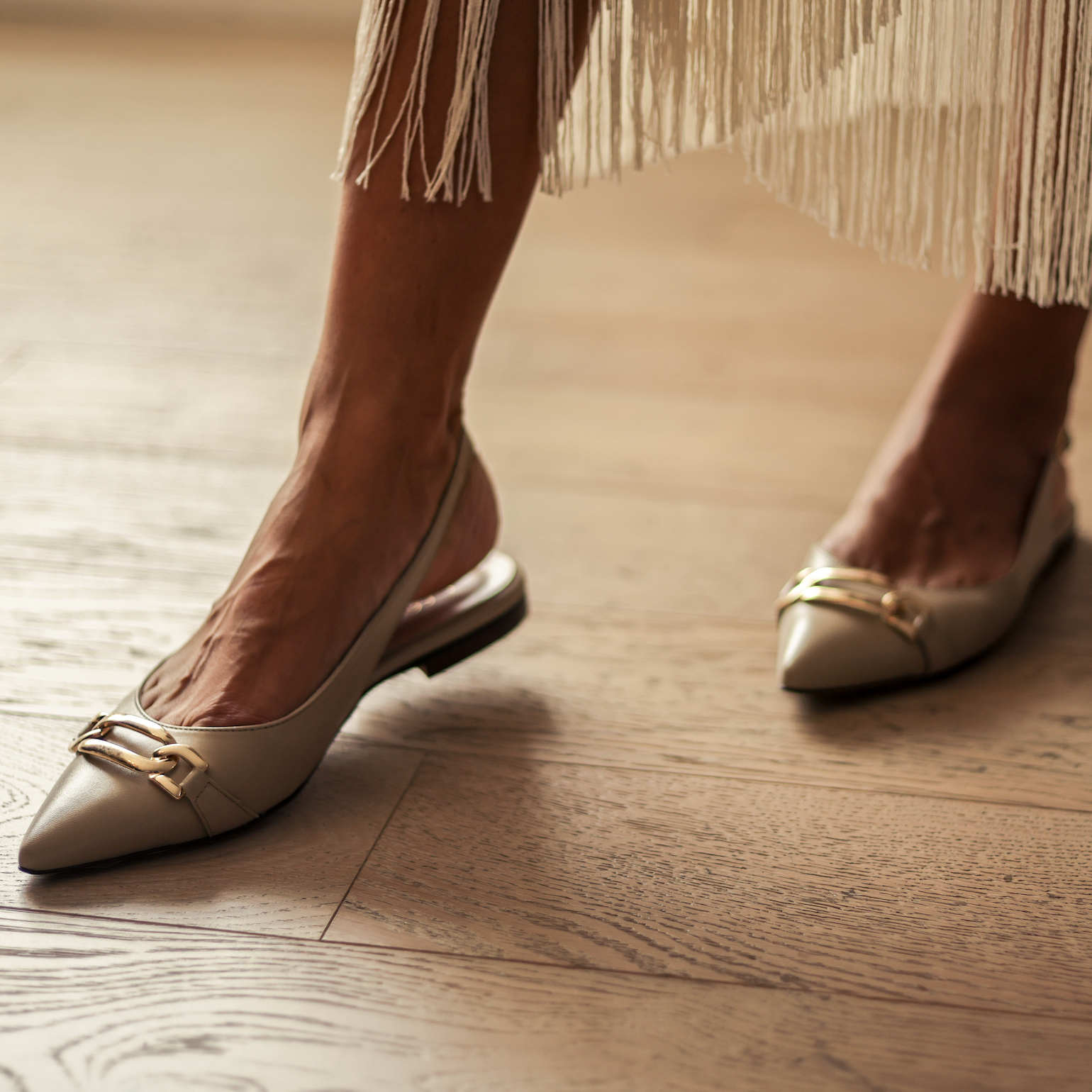 Beige Flats on Model