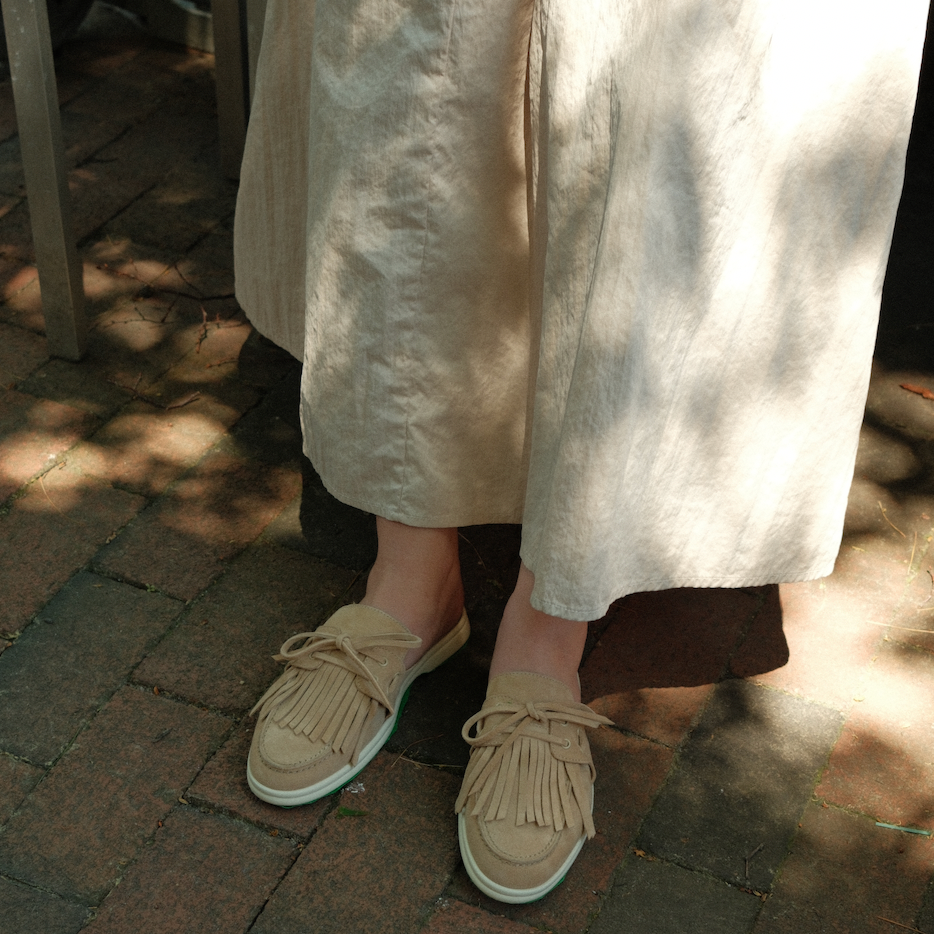 Lisa Slide Fringe - Sand Suede