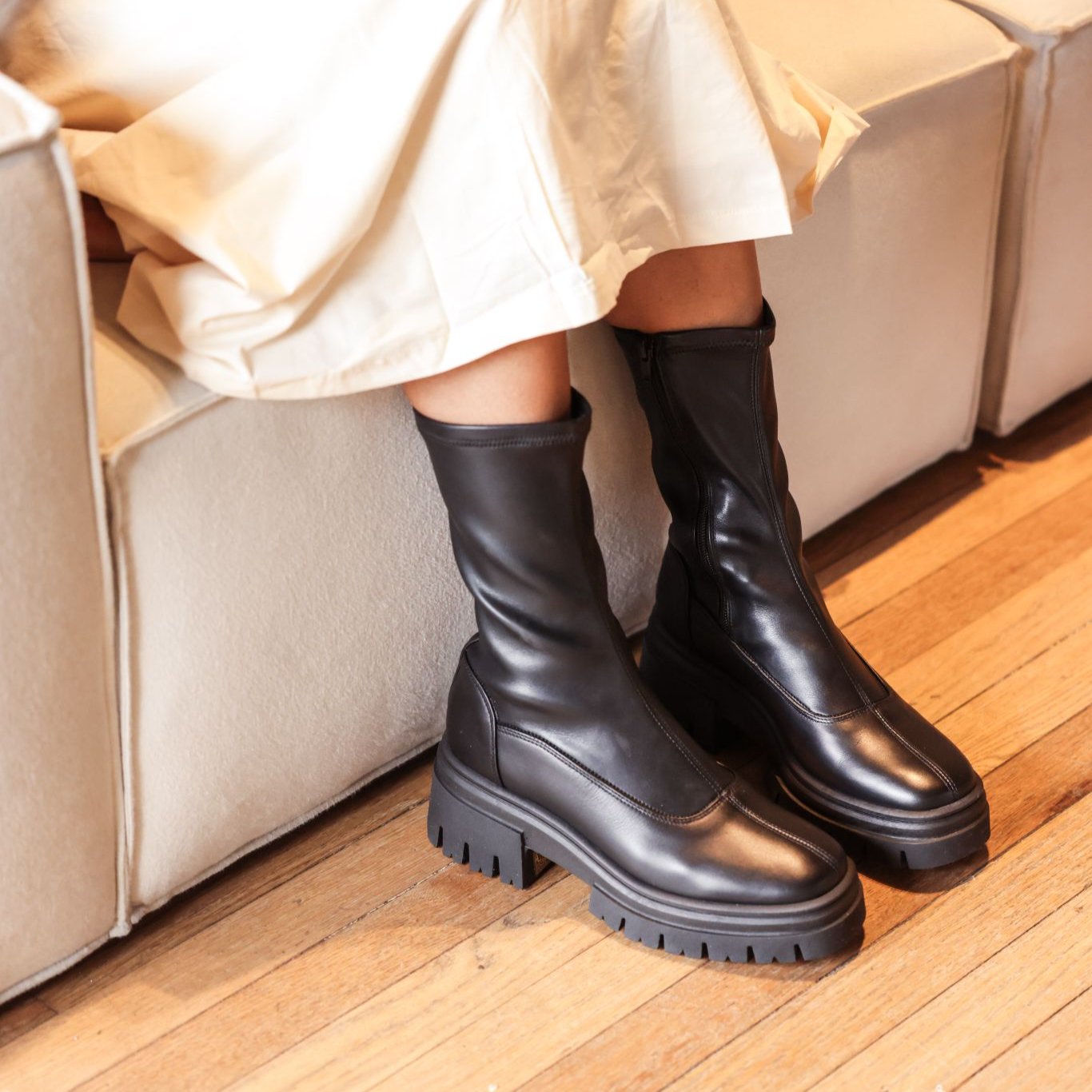 Orvieto Black Leather Booties 