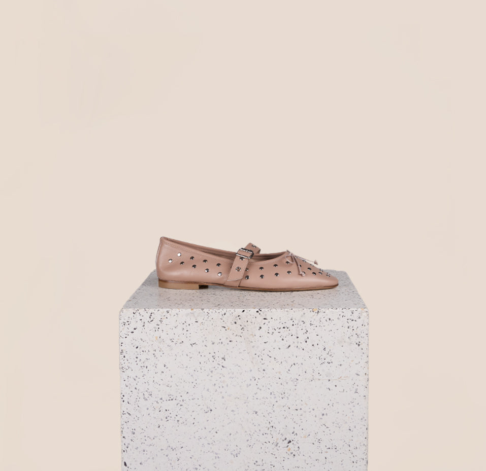 Flats Buckle Nude Studded