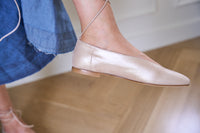 Italian Leather Scala Flats in Ballet Rose with Removable Ties