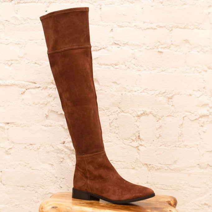 Knee high suede rust boots