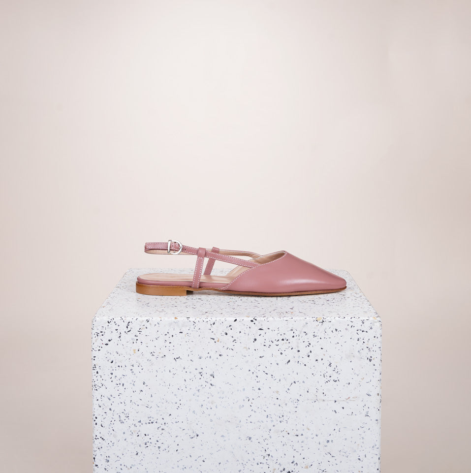 Capri Italian Leather Slingback in Pale Pink