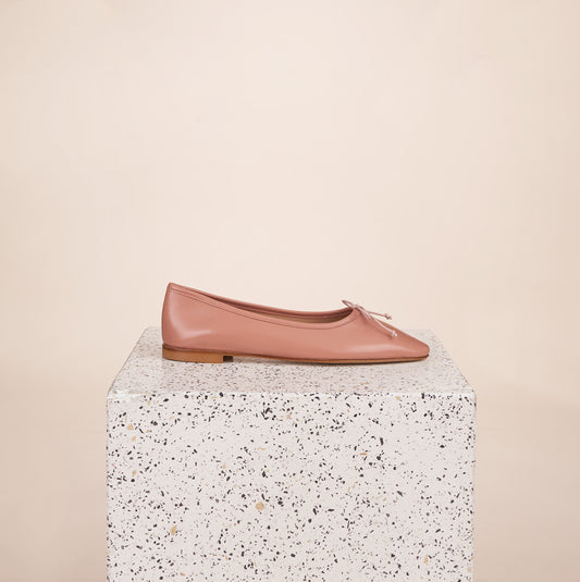 Como Italian Leather Ballet Flats - Rose Aube