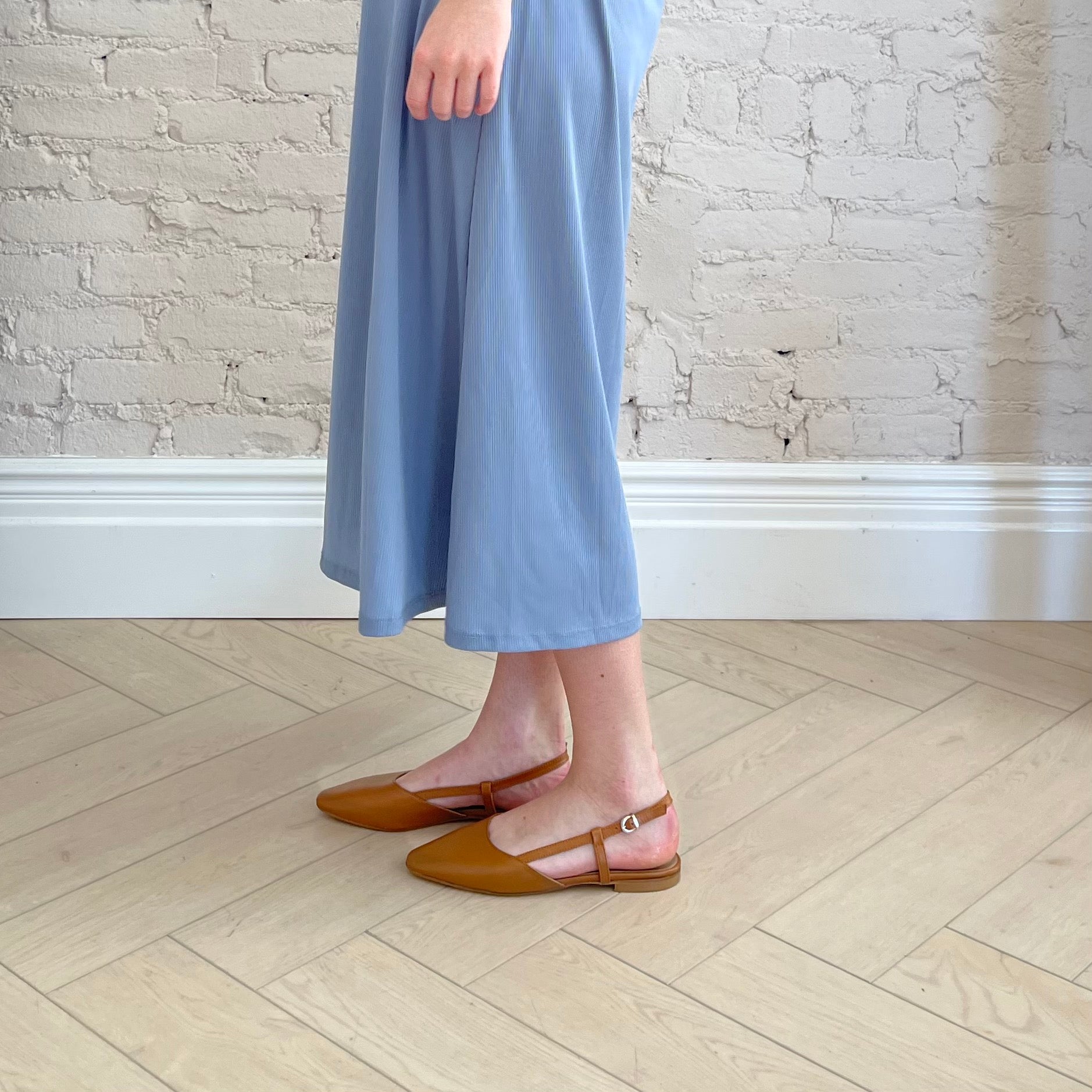 Capri Slingback Flats  In Caramel