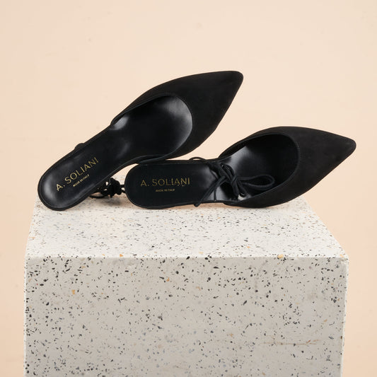 Mola - Black Suede Kitten Heels